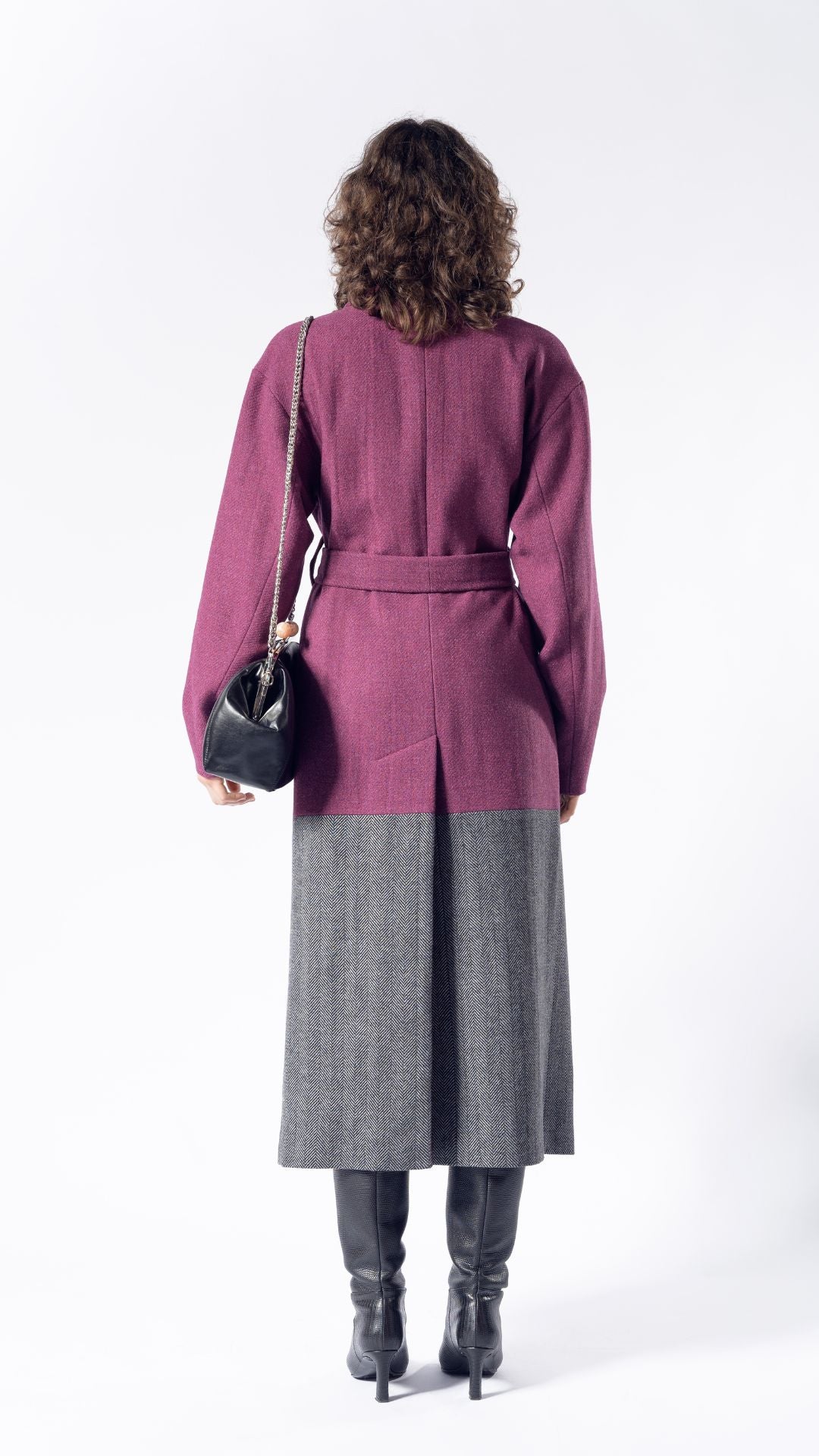 Purple wool midi coat