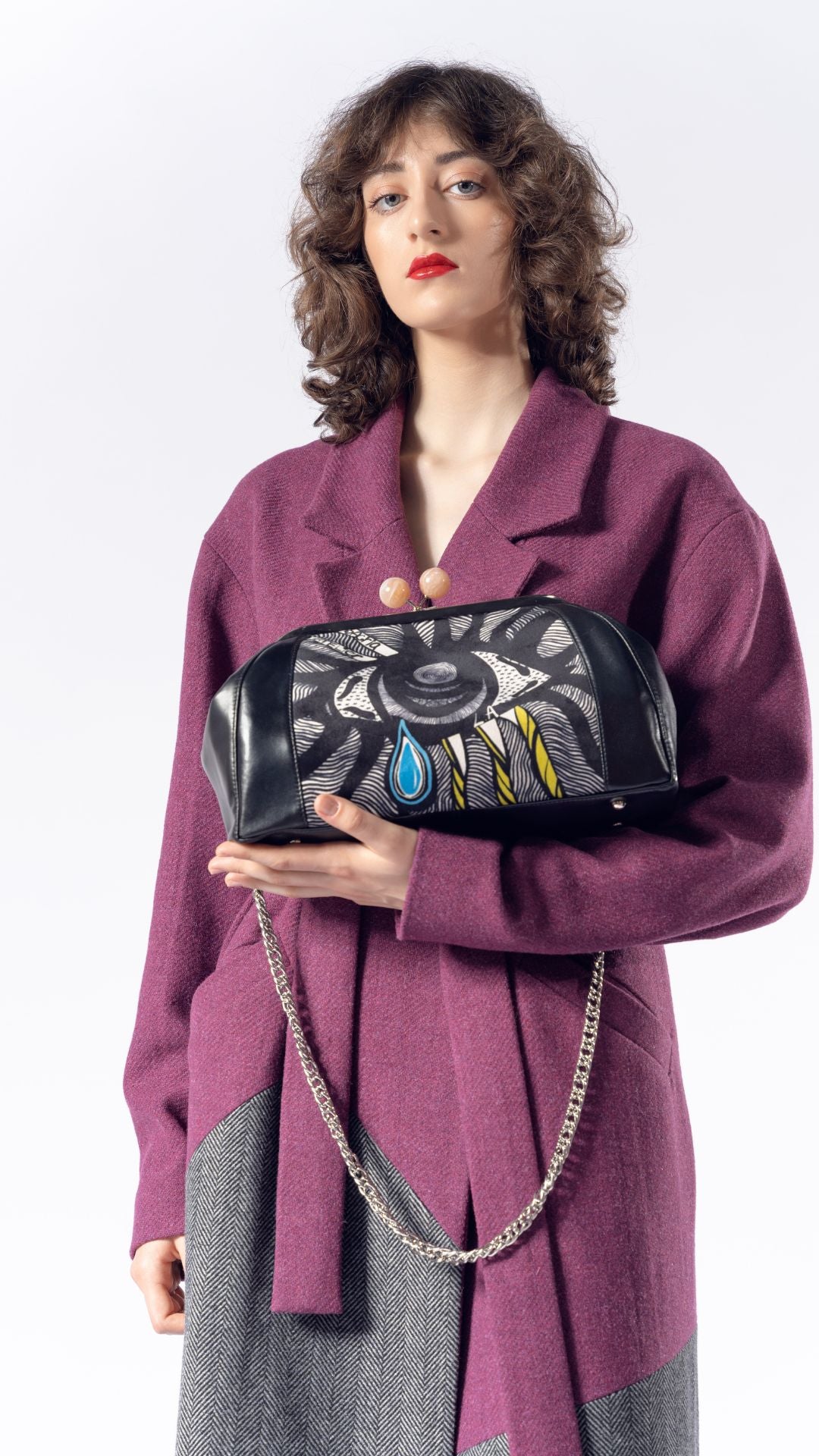 Purple wool midi coat