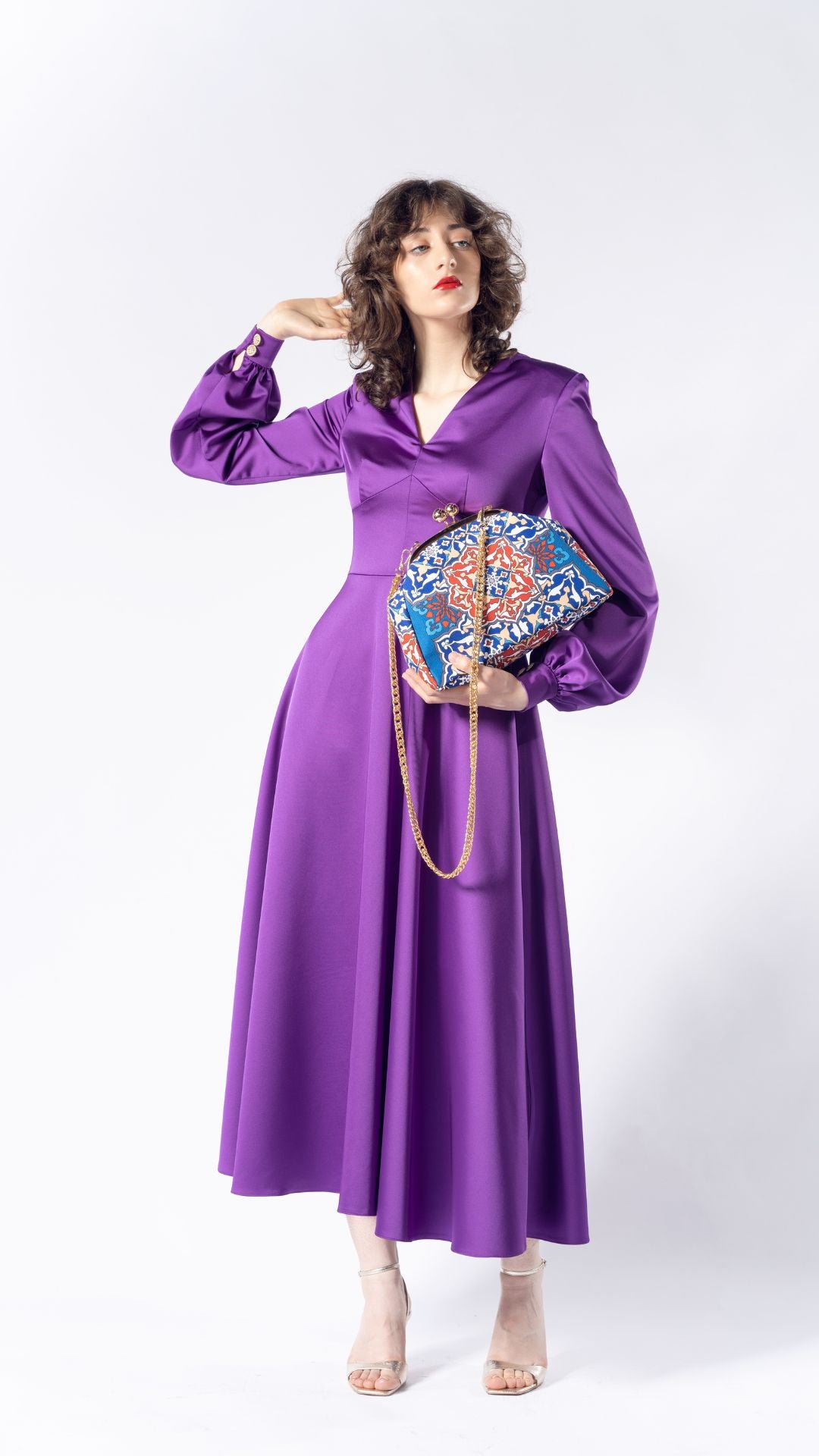 Purple midi dress