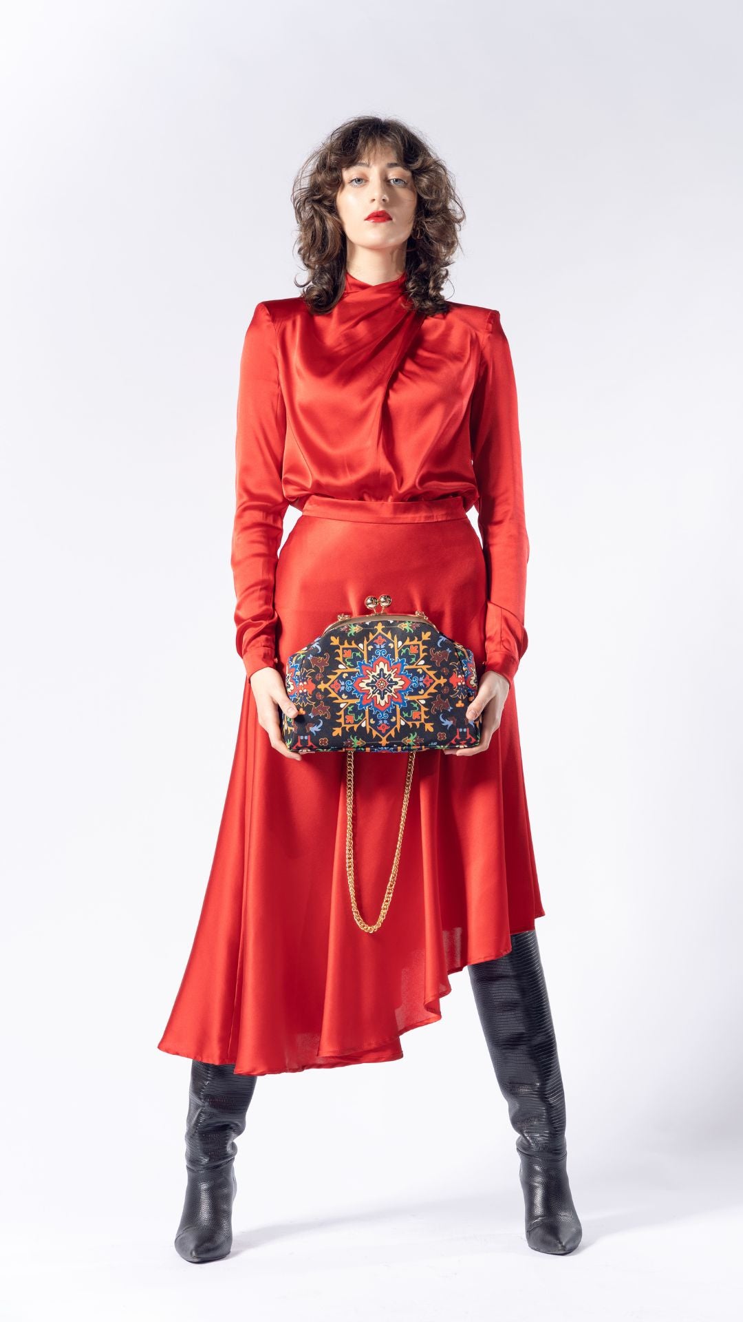 Red silk costume
