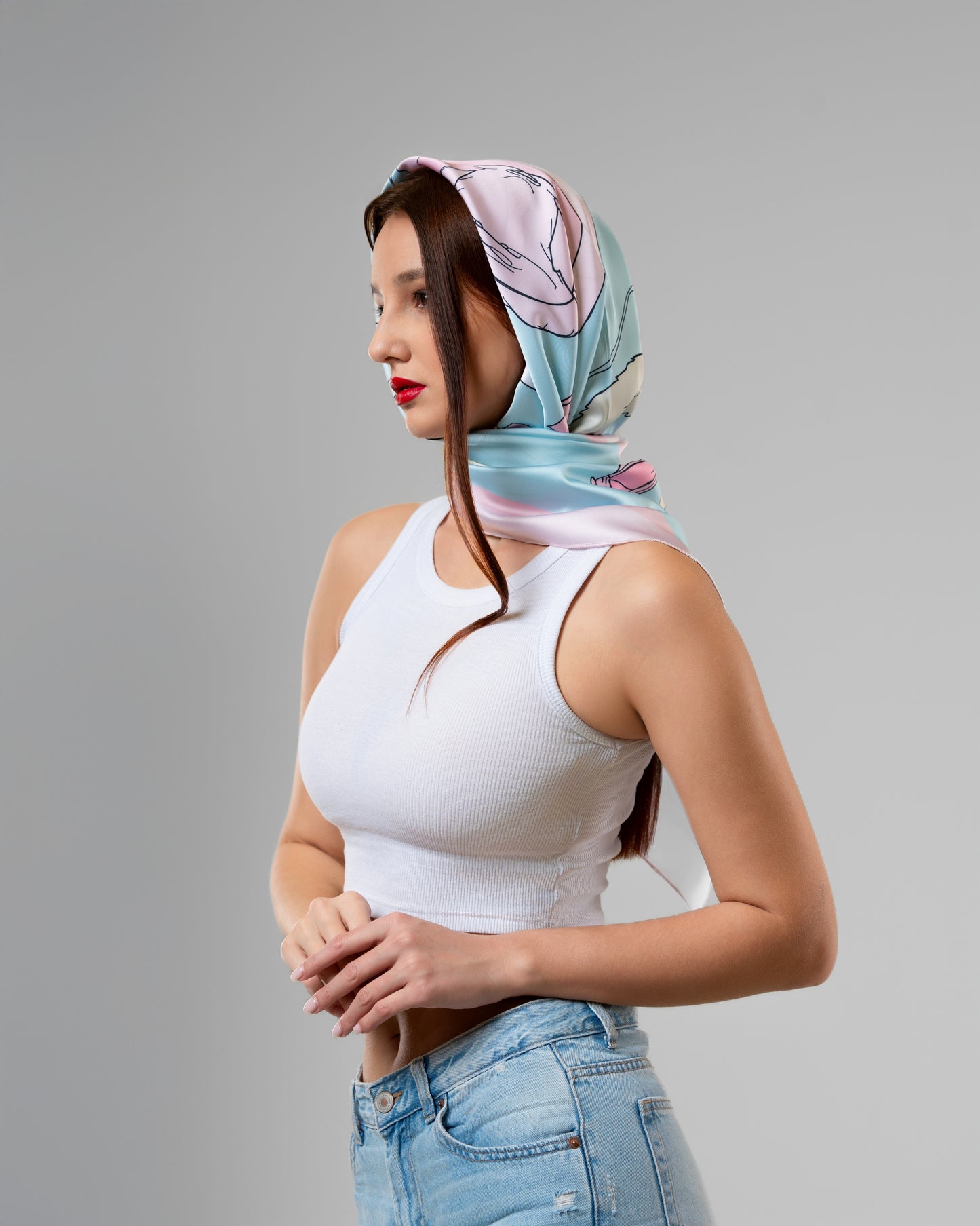 Rose Scarf in Turquoise