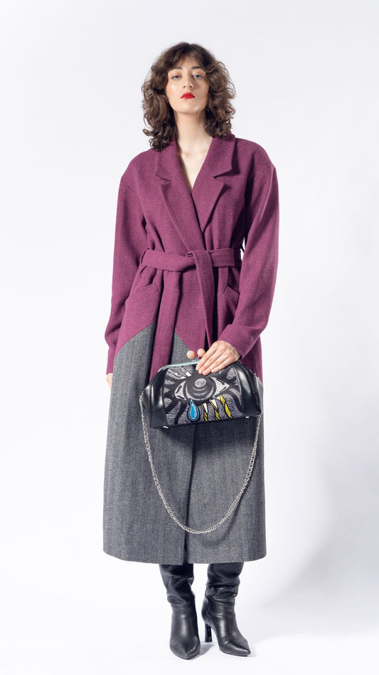 Purple wool midi coat