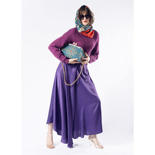 Purple Asymmetric Silk Skirt